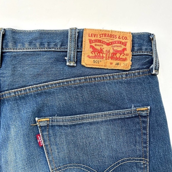 Levi's 501 Original Fit Button Fly Anchor Stretch Straight Jeans, Size 38x32 - Picture 7 of 11